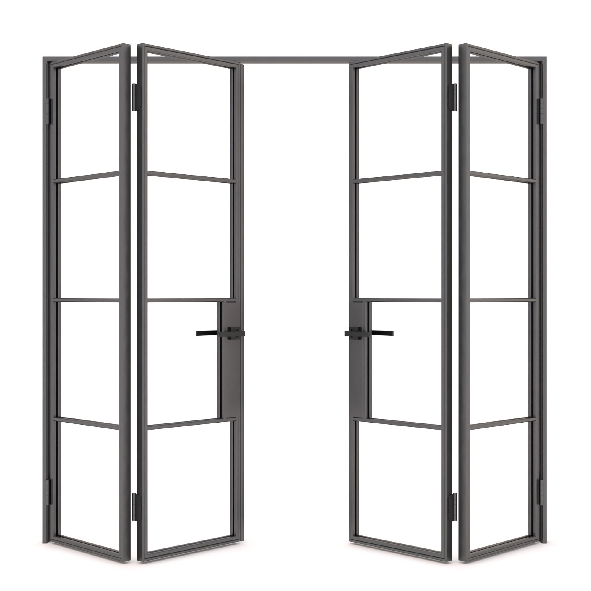 Modern black steel framed bifold doors for interiors