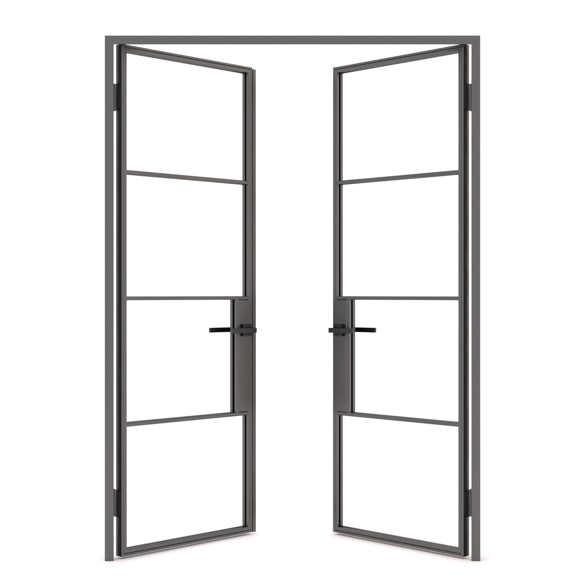 Elegant open double steel frame door with modern design