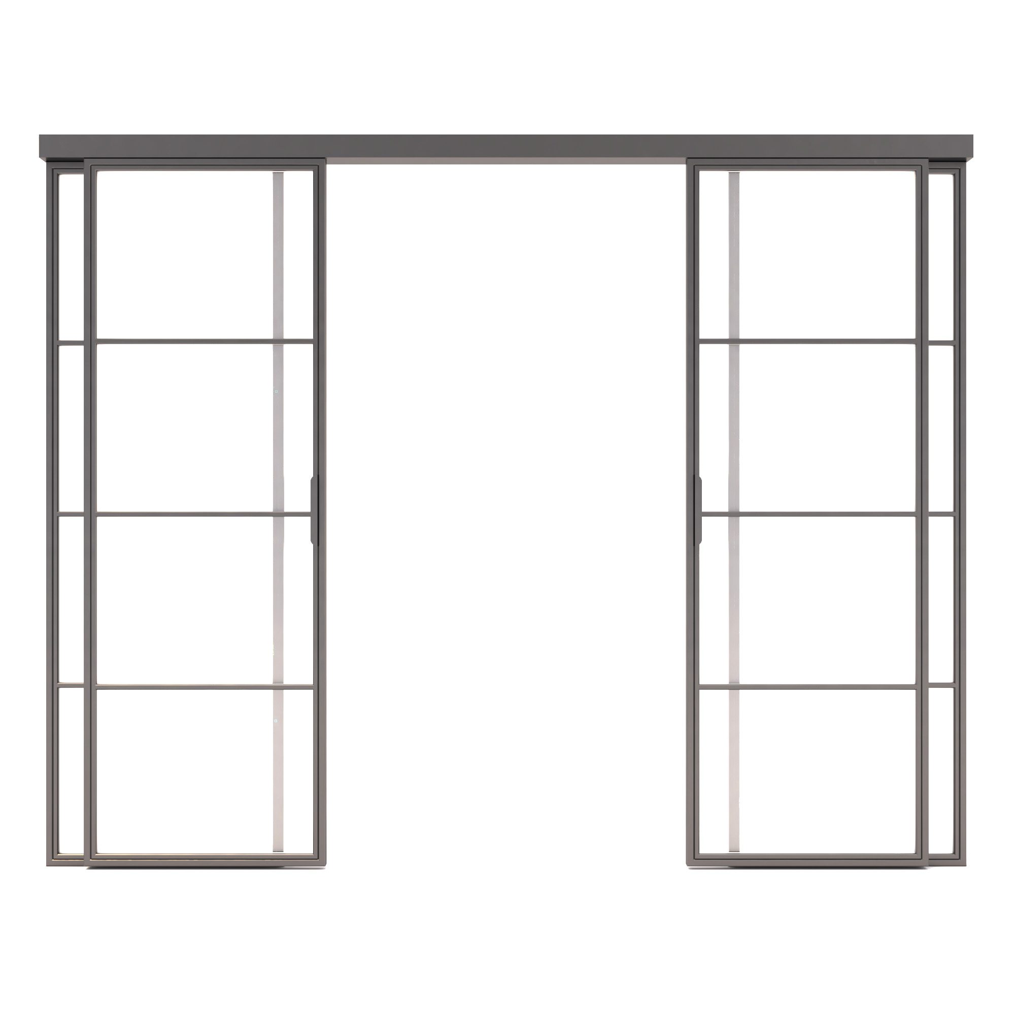 Sliding metal frame glass doors modern industrial design