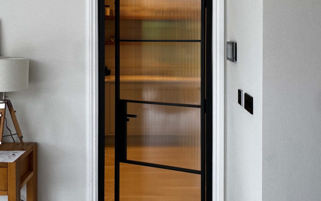 Fluted Glass Pantry Door – Bespoke Black Steel Design
