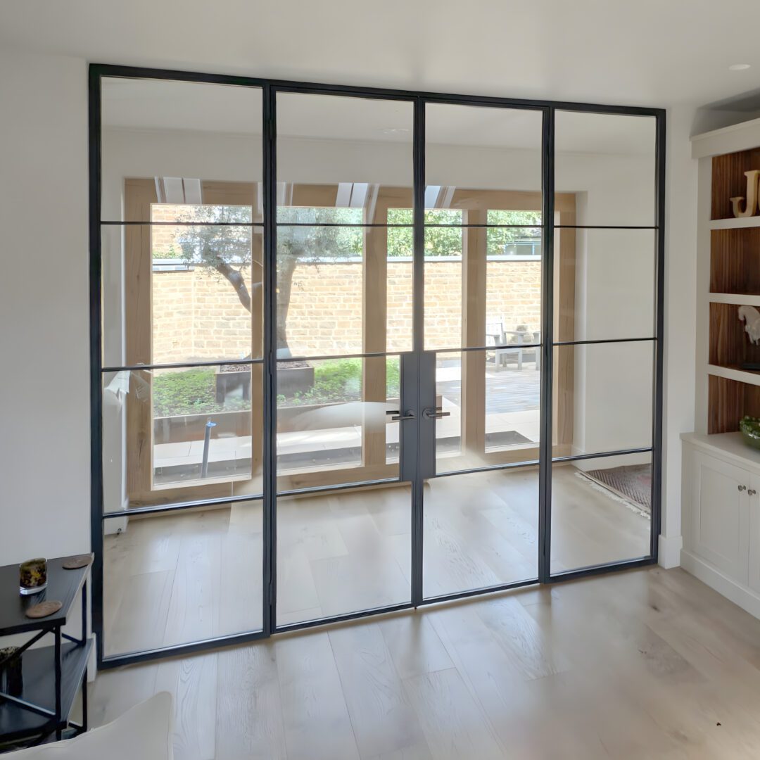Slim Steel Frame Double Doors with Side Panels, Uppingham