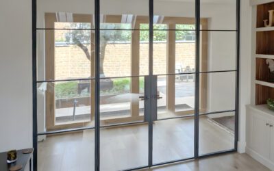 Slim Steel Frame Double Doors with Side Panels, Uppingham