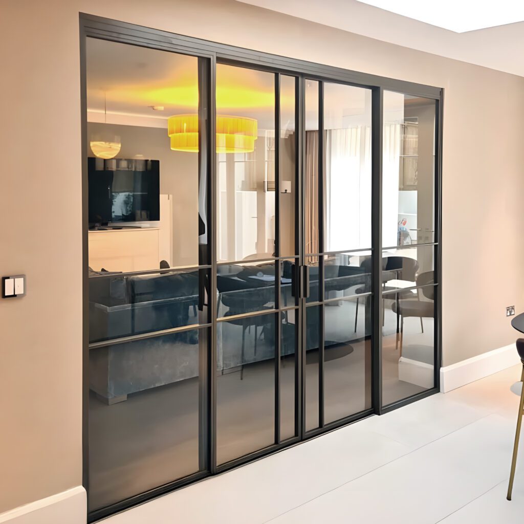 Luxury Sliding Steel Doors in Anodised Bronze, London