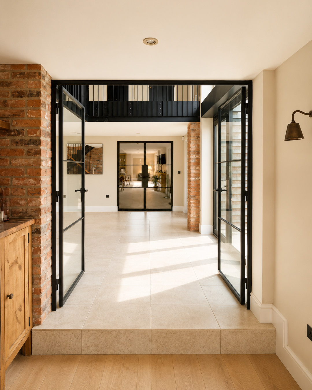 slim-steel-and-glass-internal-double-doors-derbyshire-barn-conversion-2 steel glass double doors