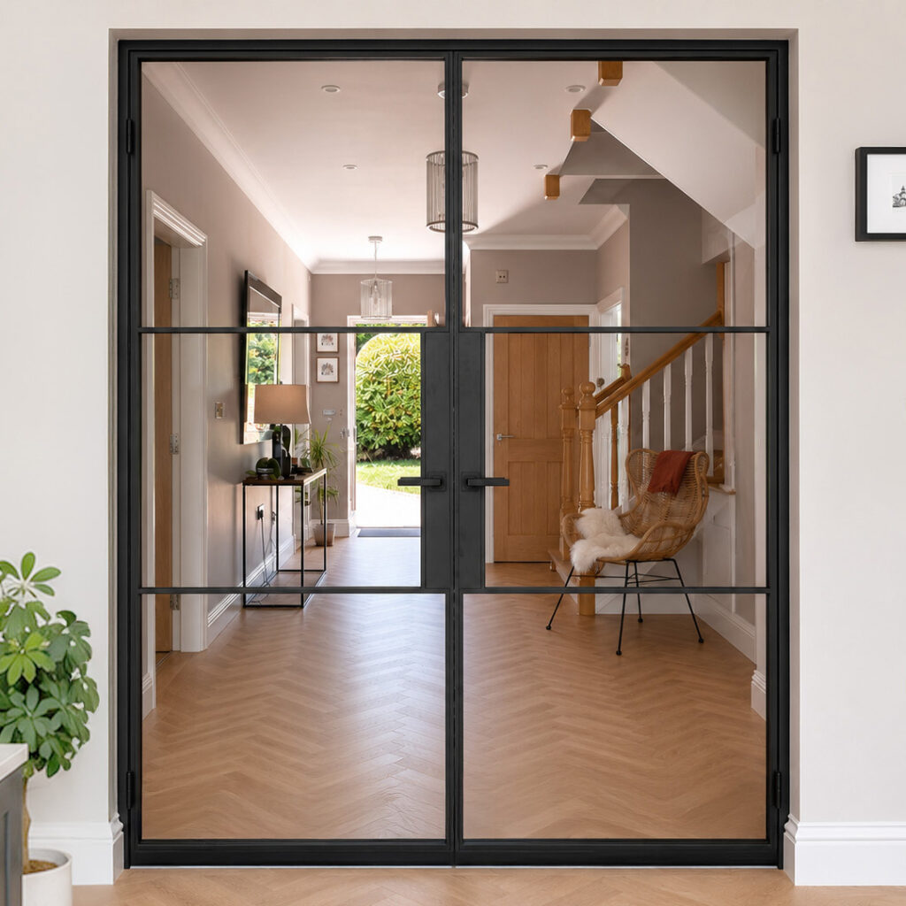 FD30 Fire-Rated Slim Steel French Doors, Birmingham