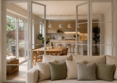 White Bi-Parting Steel Doors
